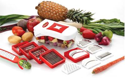 NOVEL Compact 12 in 1 Fruit &amp; Vegetable Cutter Chopper and Chipser, Dicer, Grater, Slicer Vegetable &amp; Fruit Chopper  (Main container, 10 blades + 2 in 1 peeler)