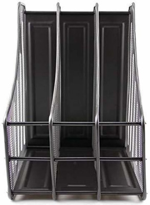 Dhuli 3 Compartments Metal Desk Organizer(Black)