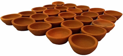 MAGICMOON Terracotta (Pack of 51) Table Diya Set(Height: 1.5 inch)