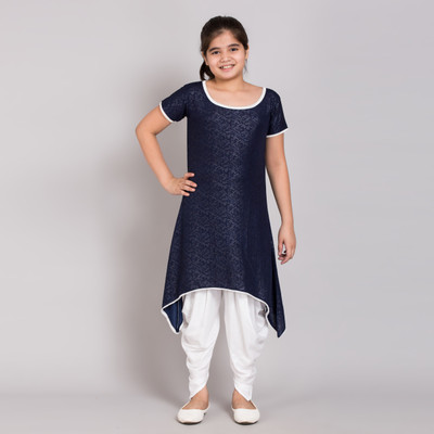 TINY TOON Girls Casual Dhoti & Kurta Set(Blue Pack of 1)