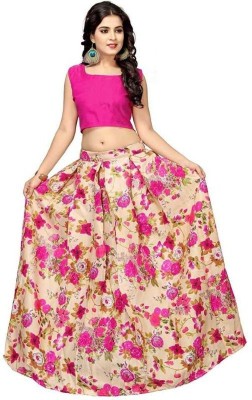 nv patel Floral Print Semi Stitched Lehenga Choli(Pink)