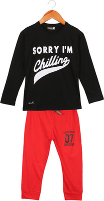 Fit N Fame Boys Printed Multicolor Top & Pyjama Set
