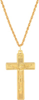 MissMister Brass Goldplated Crucifix Cross Pendant Jesus Christian Jewellery Gold-plated Brass Pendant