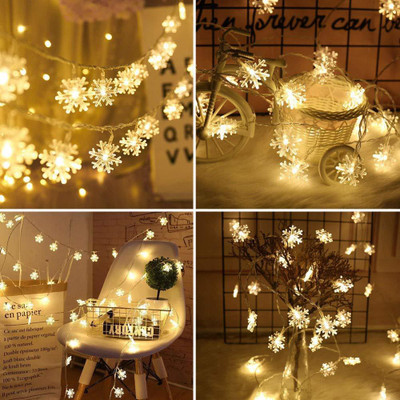 K D ENTERPRISE 20 LEDs 3 m Yellow Steady Snow Flake Rice Lights(Pack of 1)