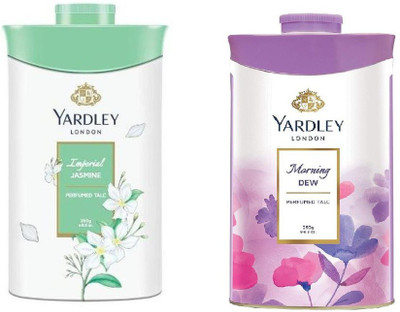 Yardley London Imperial Jasmine and Morning ew perfumed talc 250 gm each (Pack of 2)(2 x 250 g)