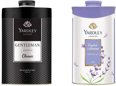 Yardley London 1 Gentleman Classic and 1 English Lavender perfumed talc 250 gm each (Pack of 2)(2 x 250 g)