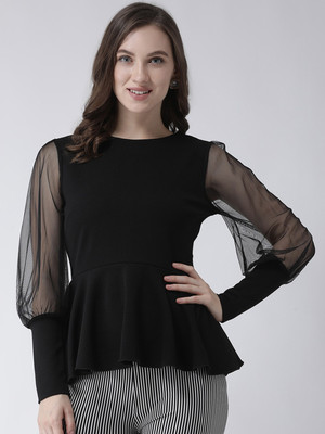 KASSUALLY Casual Full Sleeve Solid Women Black Top KASSUALLY Casual Full Sleeve Solid Women Black Top
