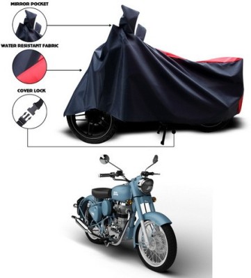 SEBONGO Waterproof Two Wheeler Cover for Royal Enfield(Red, Black)