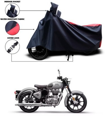 SEBONGO Two Wheeler Cover for Royal Enfield(Bullet 350, Red)