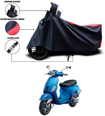 ANTHUB Two Wheeler Cover for Piaggio(Vespa, Red, Black)