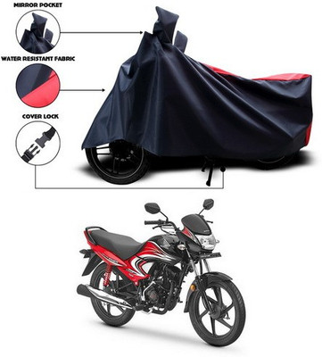 ANTHUB Two Wheeler Cover for Honda(Dream Yuga, Red, Black)