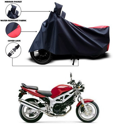 ANTHUB Two Wheeler Cover for Suzuki(Red, Black)