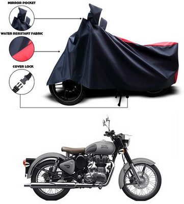 SEBONGO Two Wheeler Cover for Royal Enfield(Bullet 350, Red)