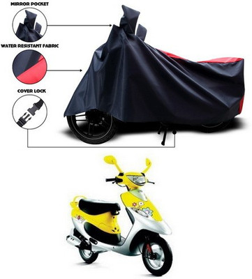 ANTHUB Two Wheeler Cover for TVS(Scooty Pep+, Red, Black)
