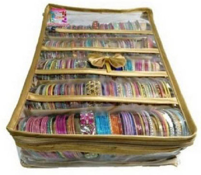 AA COLLECTION High Quality 5 rola satin Bangle Box churi box vanity box Vanity Box(Golden)