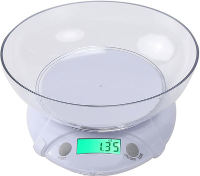 CPEX Kitchen Weighing Scale 1g to 7Kg Displays Units in KG, OZ, LB, with Measure Bowl Weighing Scale(White)