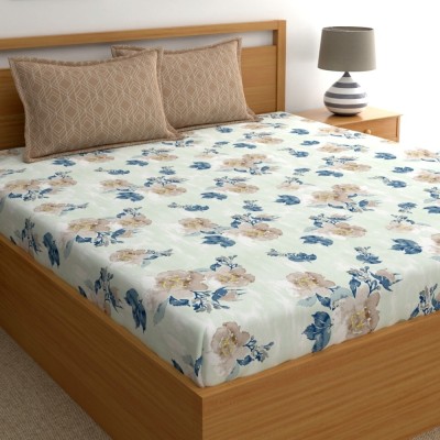 Home Ecstasy 140 TC Cotton Double Floral Flat Bedsheet(Pack of 1, Brown)