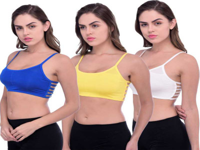 Apurwa Fashion Women Sports Lightly Padded Bra(White, Blue, Yellow)