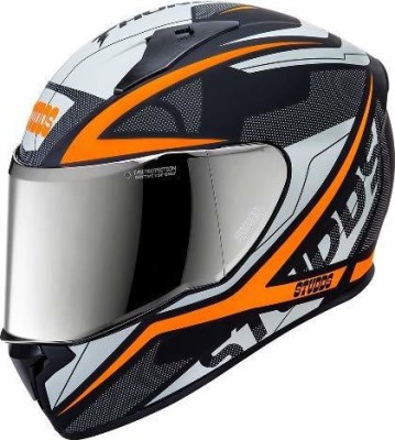 STUDDS HELMET THUNDER D4 MATT BLACK N10 ORANGE Motorsports Helmet(Black)