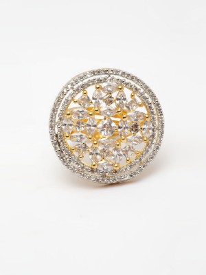 BHANA STYLE Gold Plated American Diamond Stone Studded Circural Ring Alloy Cubic Zirconia Gold Plated Ring