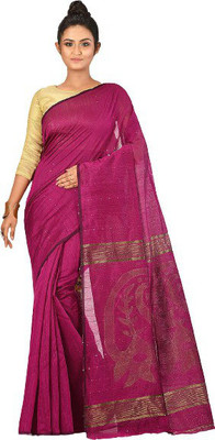 SUSHRITA BOUTIQUE Woven Handloom Cotton Silk Saree(Pink)
