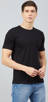 BELTLY Solid Couple Round Neck Black T-Shirt