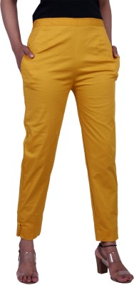 AARAV Skinny Fit Women Gold Trousers