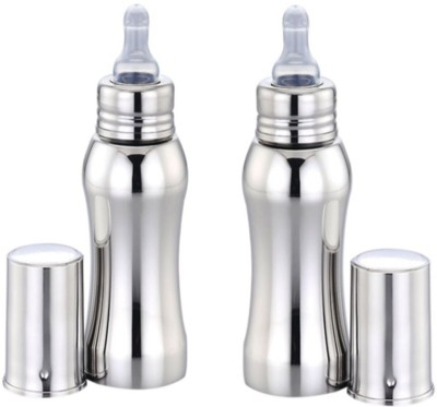 Baby Trendz Stainless Steel Baby Feeding Bottle 300ml Combo Pack of 2 - 600 ml(Silver)