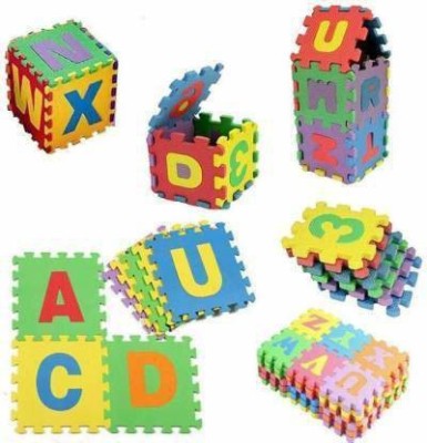 DsentSports f453 36pcs Mini Puzzle Foam Mat for Kids, Interlocking Learning Alphabet and Number Mat for Kids (Multicolor)(36 Pieces)