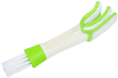 Auto Kite Multipurpose Microfiber Double Sided Car AC Window Cleaning Brush for All Car A/c Vents, Blinds, Keyboard Microfibre, Plastic Wet and Dry Brush(Green, White)