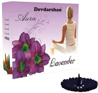 DEVDARSHAN Aura Lavender Dhoop Cone 12 Units of 40g Each. Lavender Dhoop(Pack of 12)