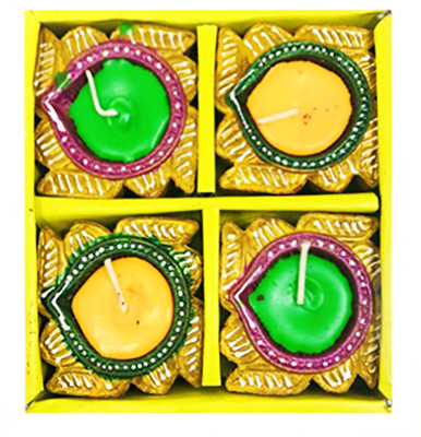 Ascension Swastik Diya Wax Candle Diya Deepak Special Reusable Diya Colourful Earthen Designer Diya Handmade Mitti Ke Deepak Diye Designer Terracotta Decorative Diwali Deepak Earthenware (Pack of 4) Table Diya(Height: 0.787402 inch)