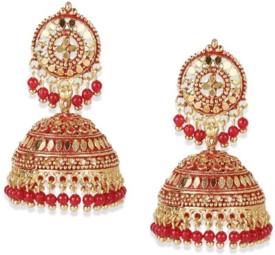 BHANA STYLE STYLE Classic Designed Gold Plated Enamelled Jhumka Earrings For Women And Girls Cubic Zirconia, Beads Alloy Jhumki Earring