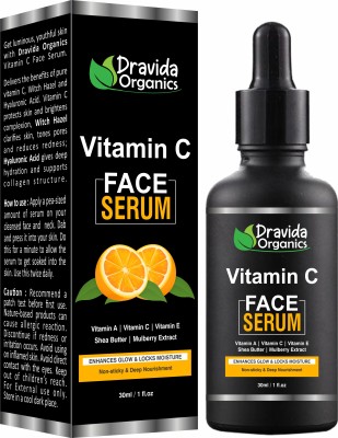 Dravida Organics Vitamin C Face Serum with Hyaluronic Acid for Brightening and AntiAging(30 ml)