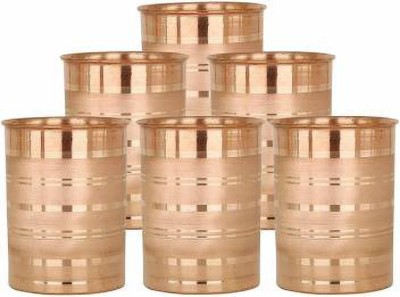 VPSK (Pack of 6) (Pack of 6) PLAIN COPPER GLASS-1 Glass Set (350 ml, Copper) Glass Set Water/Juice Glass(350 ml, Copper, Brown)