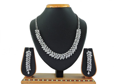 KAHAR CREATION Alloy Gold-plated White Jewellery Set(Pack of 1)