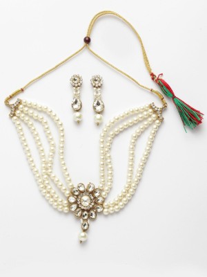 BHANA STYLE Alloy Gold-plated White Jewellery Set(Pack of 1)