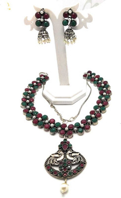 PBM CREATIONS Oxidised Silver Silver, Multicolor, Gold Jewellery Set(Pack of 1)