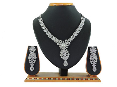 KAHAR CREATION Alloy Gold-plated White Jewellery Set(Pack of 1)