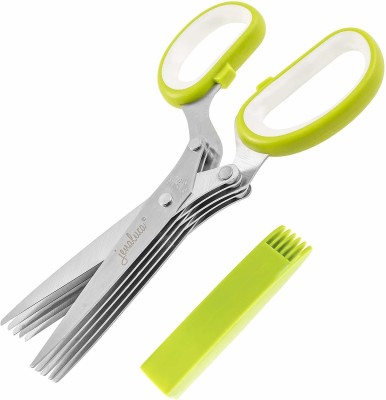VVG TRADERS 5 Blade Vegetable Stainless Steel Herbs Scissor with Blade Comb (Standard, Colour May Vary) Scissors (Set of 1, Green) Scissors(Set of 5, Multicolor)