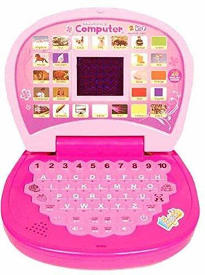 LDB ENTERPRISE Easily Learning ABC and 123 Mini Laptop with LED Display and Music (Pink) (Pink)(Multicolor)