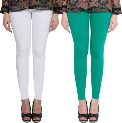 Clarita Ankle Length Ethnic Wear Legging(White, Green, Solid)