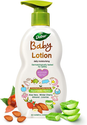 Dabur Baby Lotion Contains Aloe Vera & Almonds|pH balanced with No Parabens & Phthalates(500 ml)