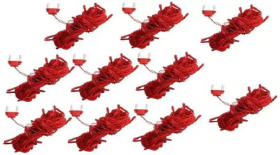 Pixofeet 25 LEDs 4.06 m Red Steady Bulb Rice Lights(Pack of 10)