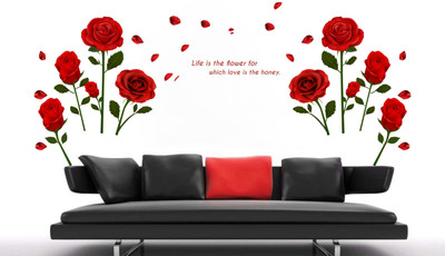 DivineDesigns 53 cm Rose Flowers & Honey Sticker Self Adhesive Sticker(Pack of 1)