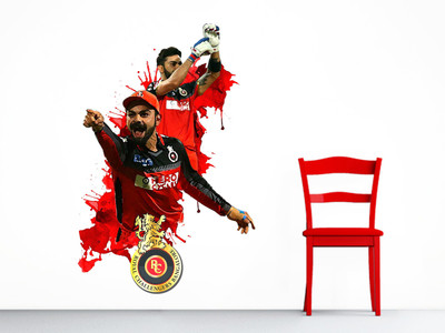 DivineDesigns 41 cm Virat Kohli RCB Sticker Self Adhesive Sticker(Pack of 1)