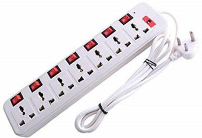 Skeisy 7+7 SWITCH SHOCKET HIGHLY DURABLE 3 MTR LONG WIRE CAPACITY 6AMP. 8  Socket Extension Boards(White, 2.6 m)