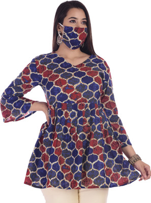 Fabriko Party 3/4 Sleeve Printed Women Multicolor Top