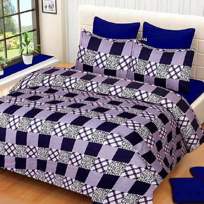 LOXICA 140 TC Microfiber Double Printed Flat Bedsheet(Pack of 1, Blue)