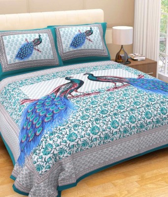 DHAKAD 180 TC Cotton Double Printed Flat Bedsheet(Pack of 1, Multicolor)